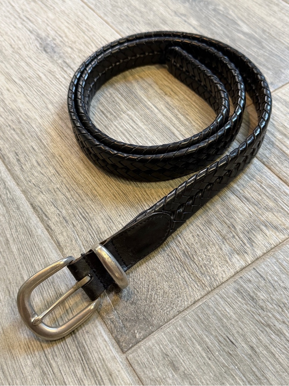 Coach Men's Model Number 5922 Black Woven Braided Leather Belt Size 42